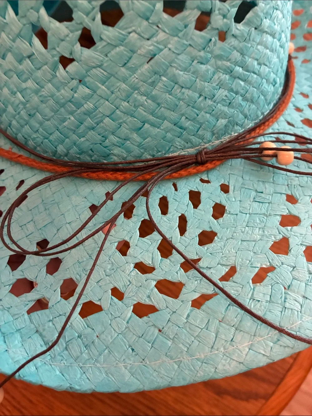 Turquoise Straw Beaded Band Women's Sun Hat
